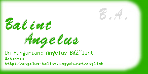 balint angelus business card